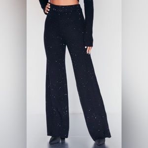 Prettylittlething Black Glitter Sequin Knitted Pants